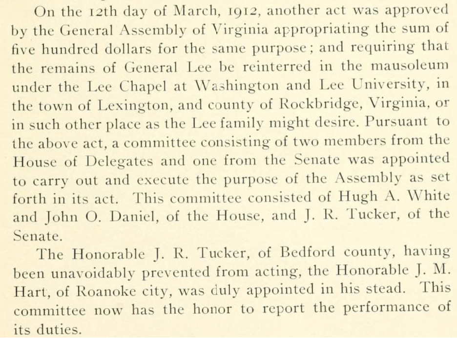 image of text detailing the approval of Harry Lee's reinterment